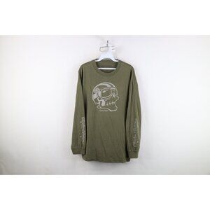 Vintage Troy Lee Designs Mens Large Faded Skull Racing Long Sleeve T-Shirt Green